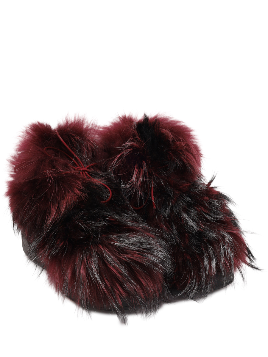 Ботинки кожаные с мехом енота