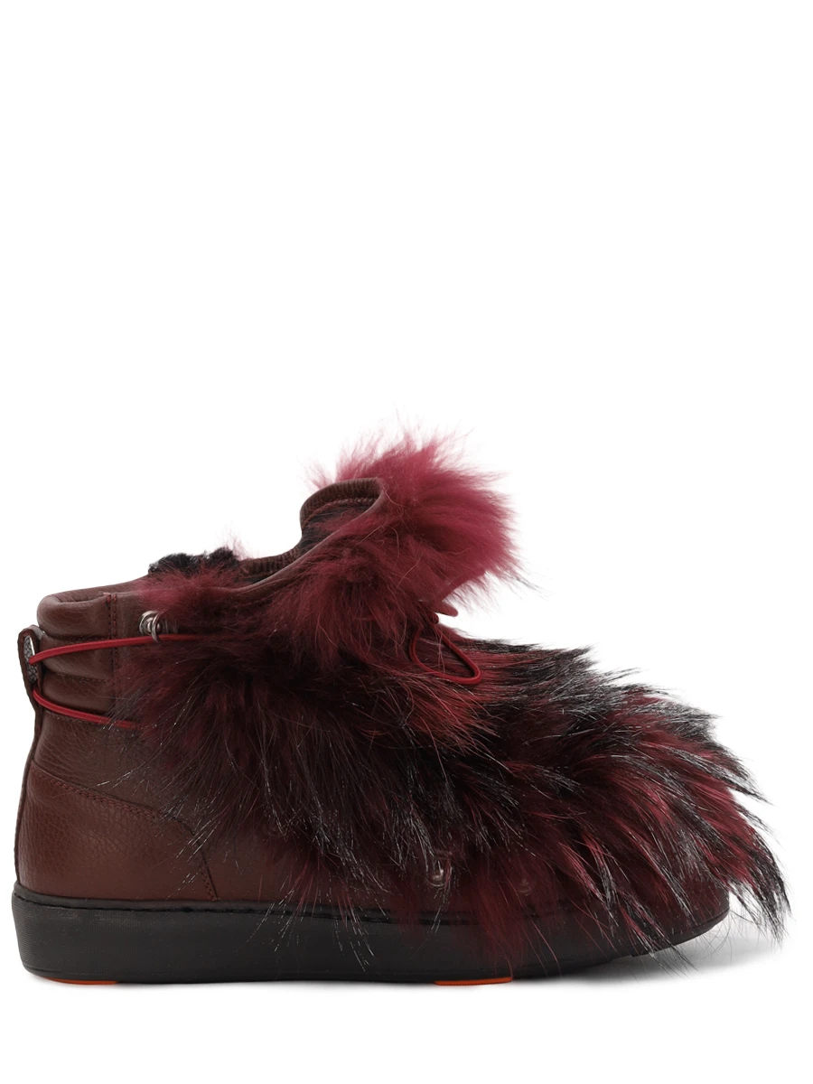 Ботинки кожаные с мехом енота