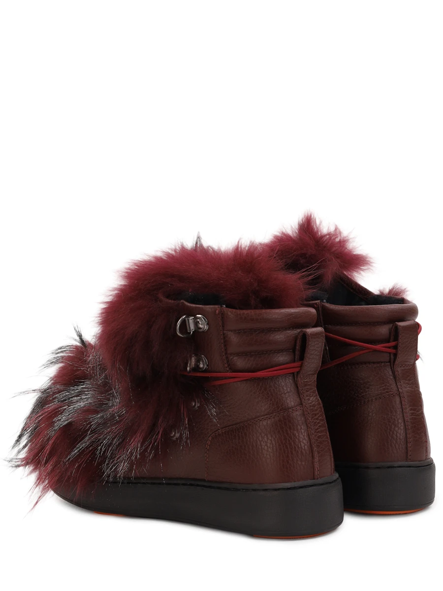 Ботинки кожаные с мехом енота