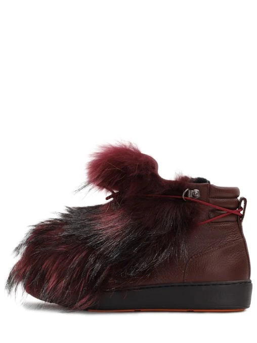Ботинки кожаные с мехом енота SANTONI