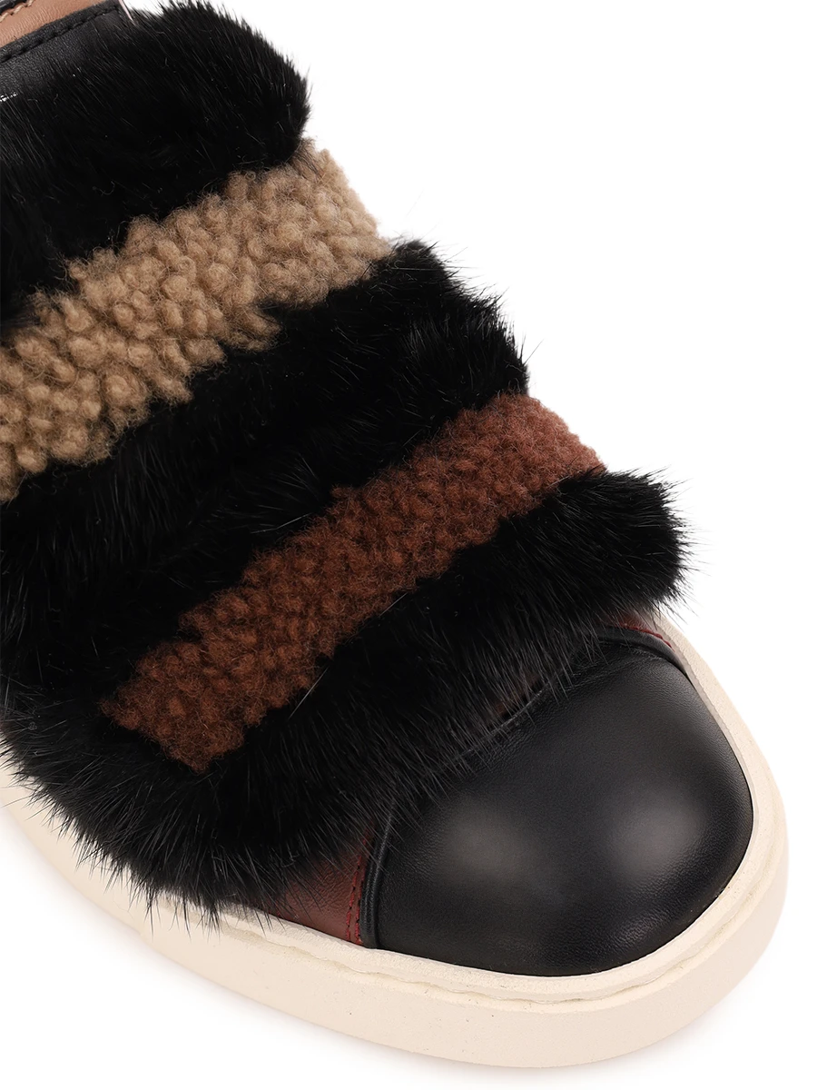Слипоны кожаные с мехом