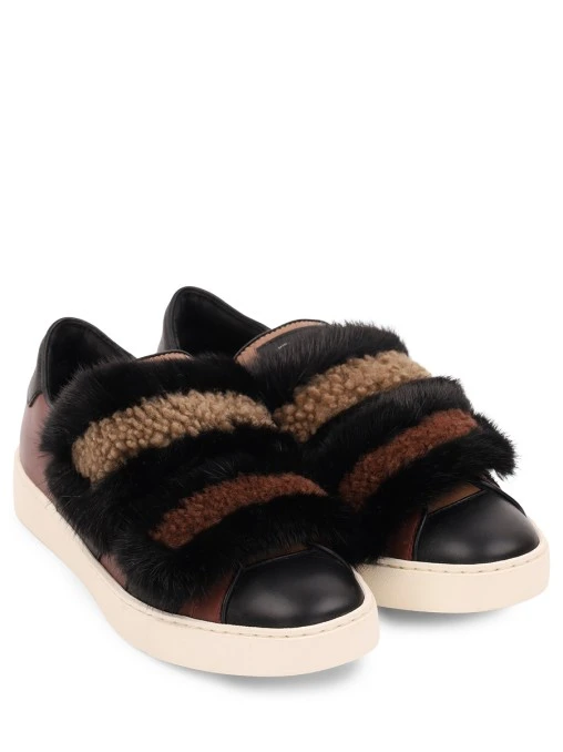 Слипоны кожаные с мехом SANTONI