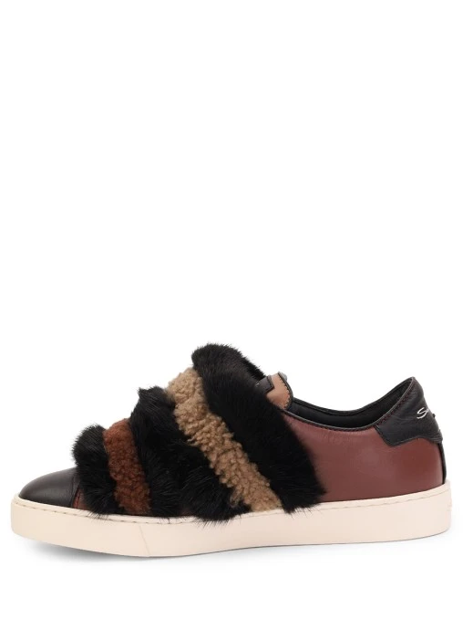 Слипоны кожаные с мехом SANTONI