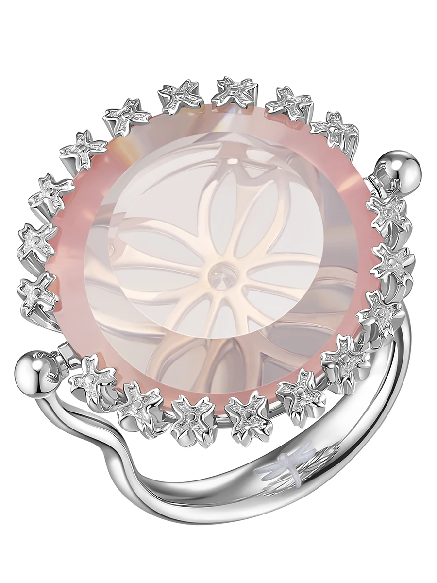 Кольцо с розовым кварцем