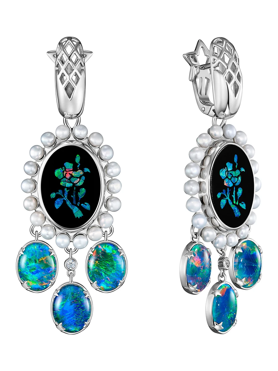 Серьги Маленький принц с опалами