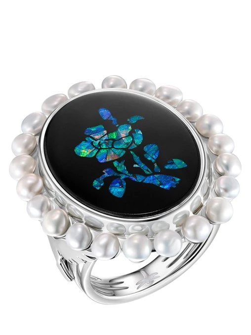 Кольцо с агатом, опалом и жемчугом NATASHA LIBELLE