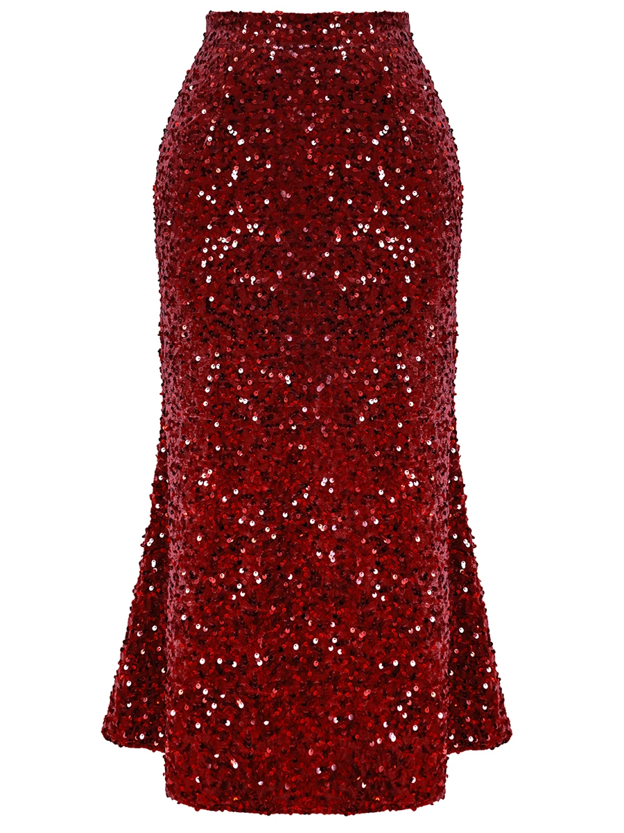 Юбка -годе бархатная с пайетками