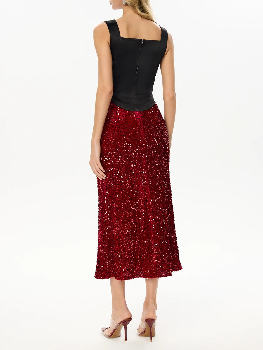 Юбка -годе бархатная с пайетками