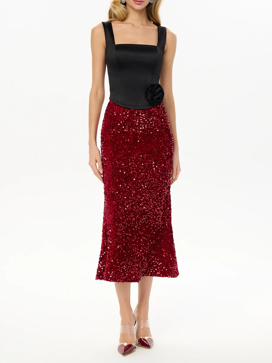 Юбка -годе бархатная с пайетками