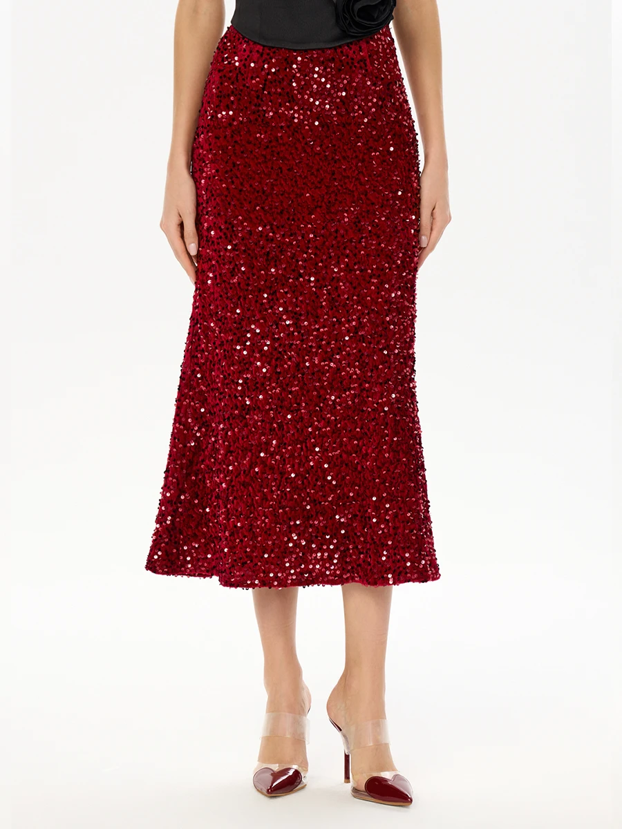Юбка -годе бархатная с пайетками