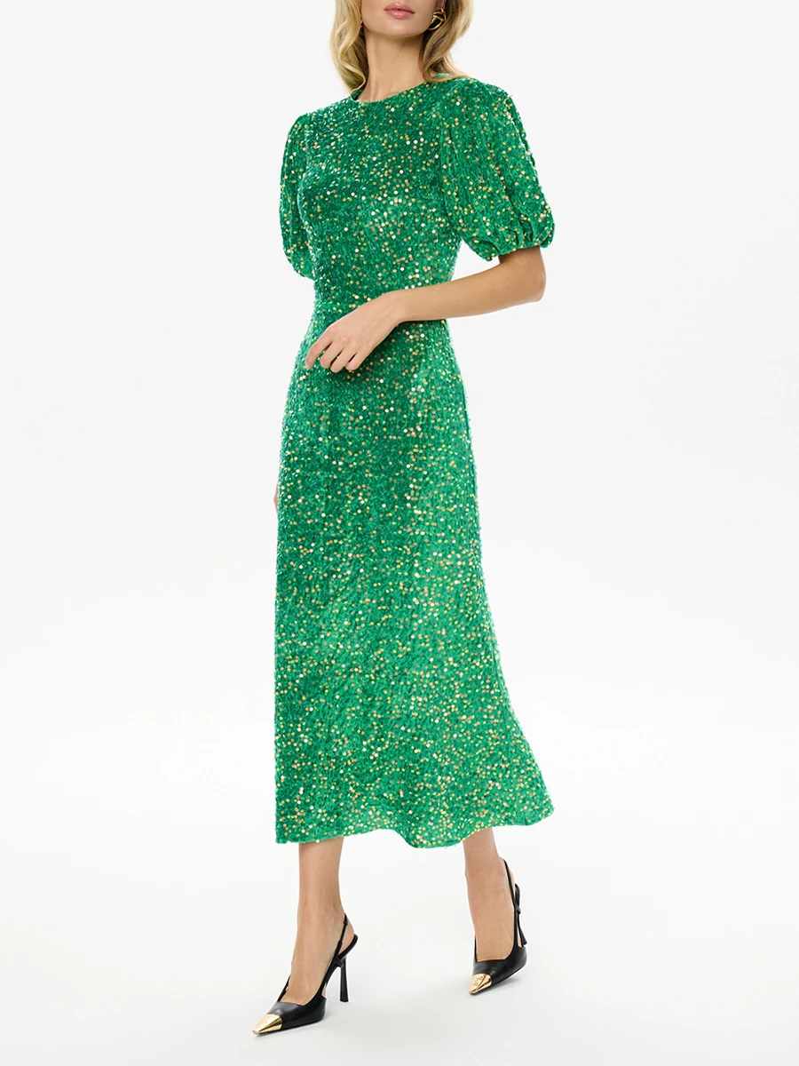 Платье бархатное с пайетками