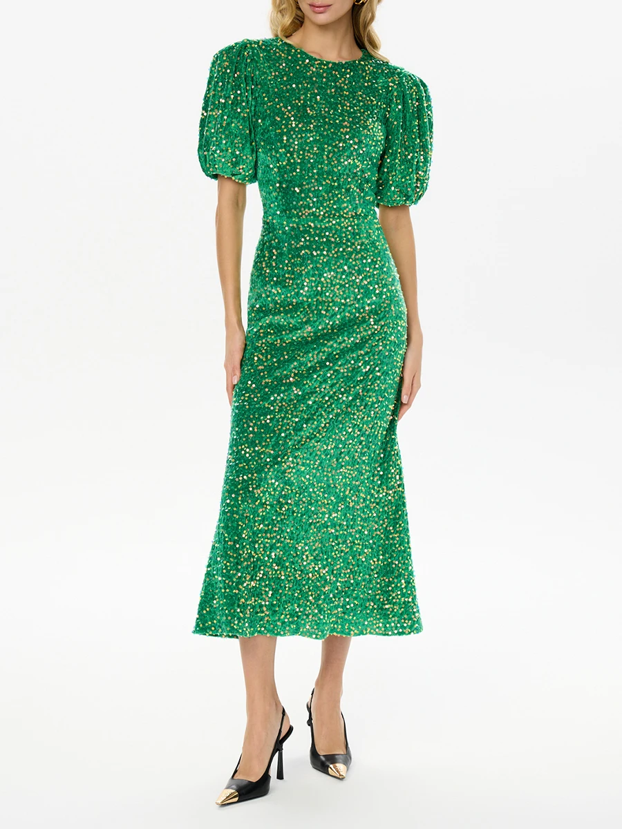 Платье бархатное с пайетками