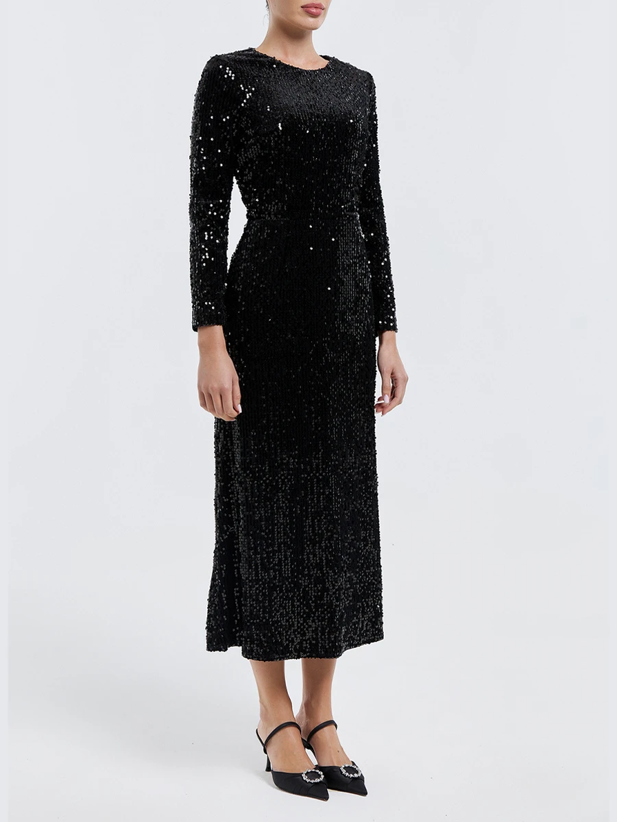 Платье бархатное с пайетками