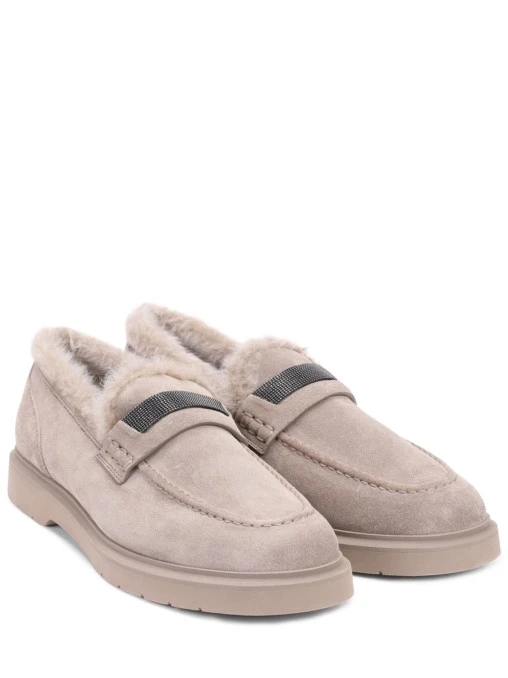 Лоферы замшевые на меху BRUNELLO CUCINELLI
