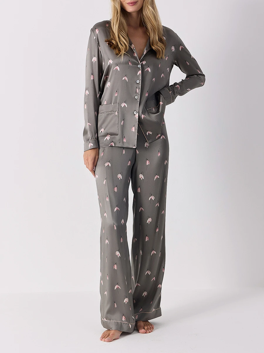 Пижама шелковая Подснежники