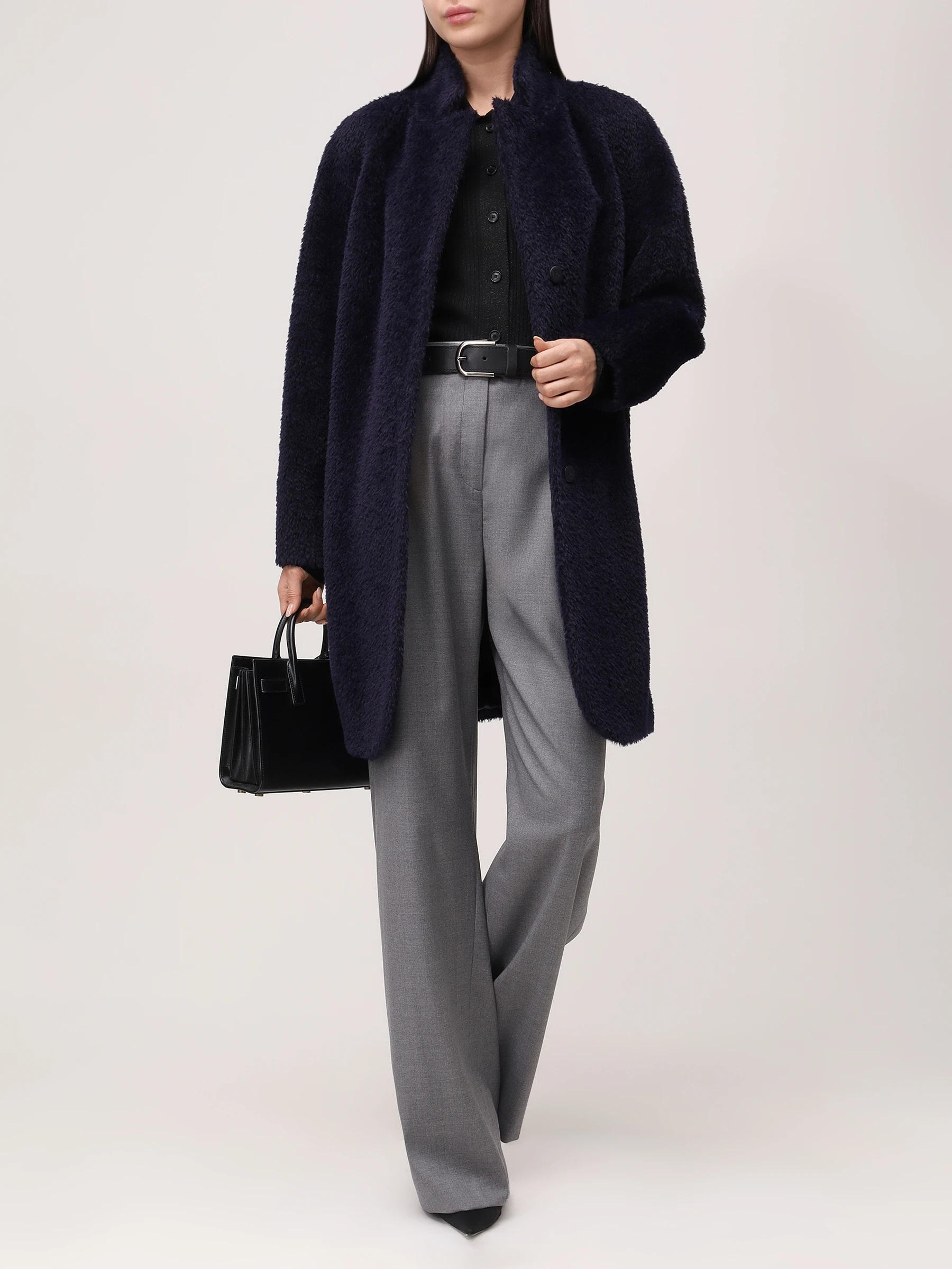 Пальто из шерсти сури альпака