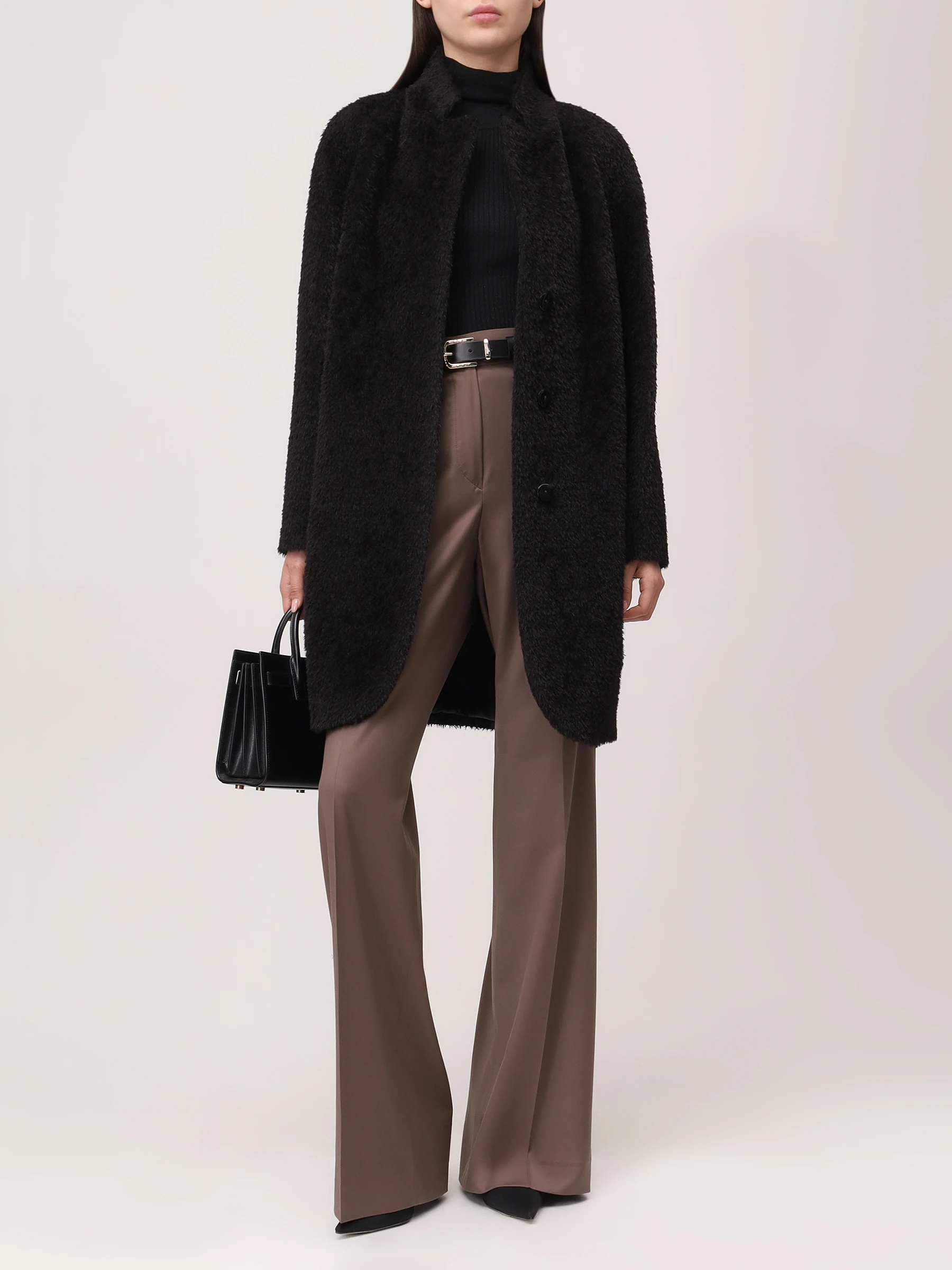 Пальто из шерсти сури альпака