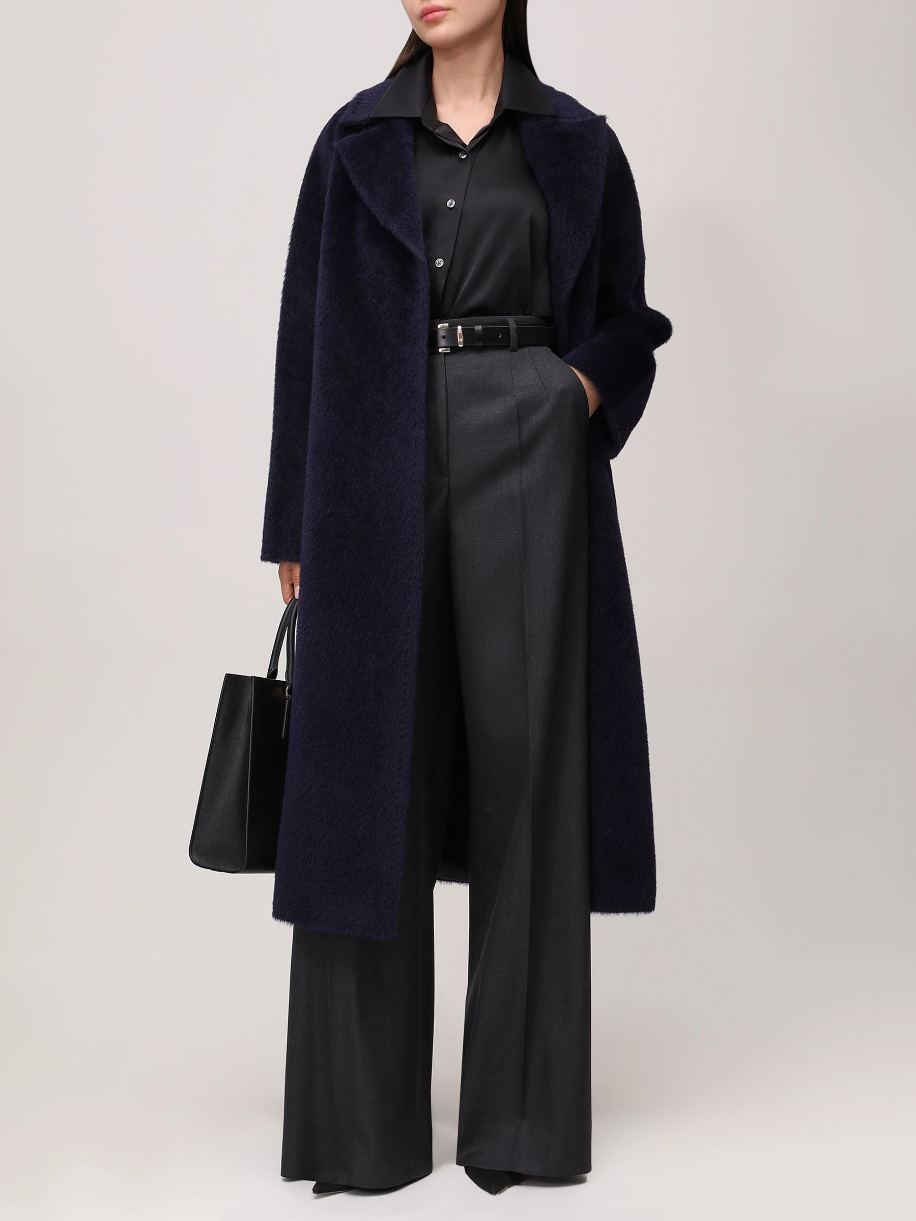 Пальто из шерсти сури альпака