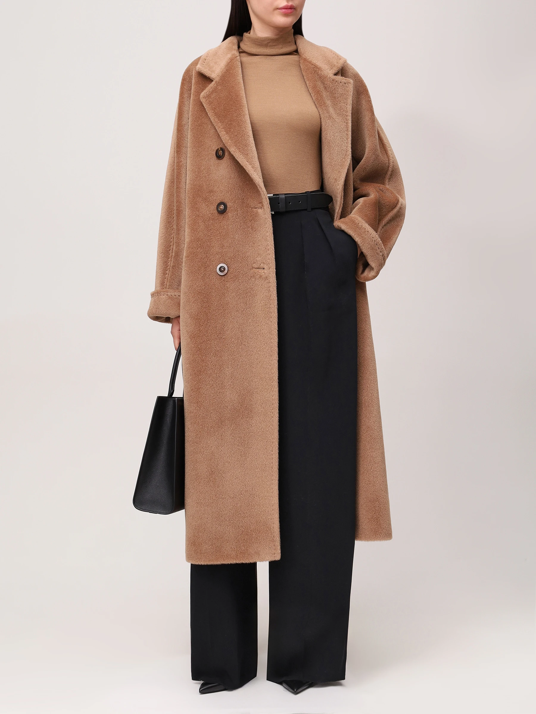 Пальто из шерсти беби альпака