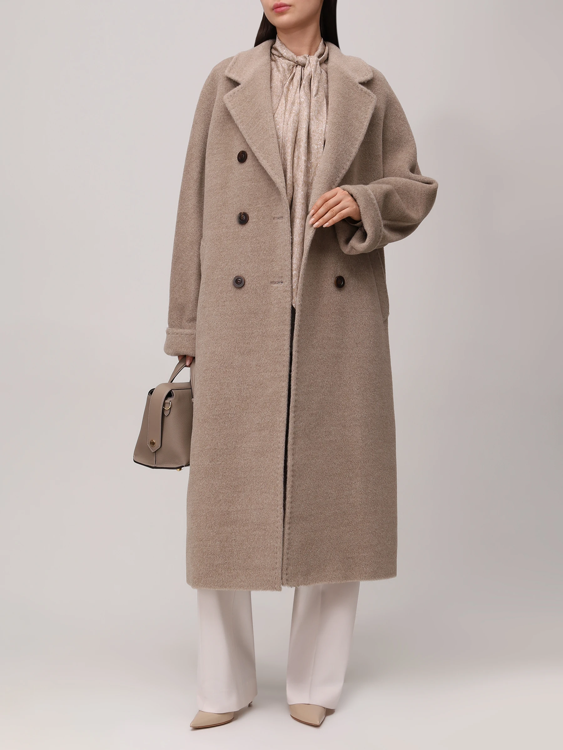 Пальто из шерсти сури альпака