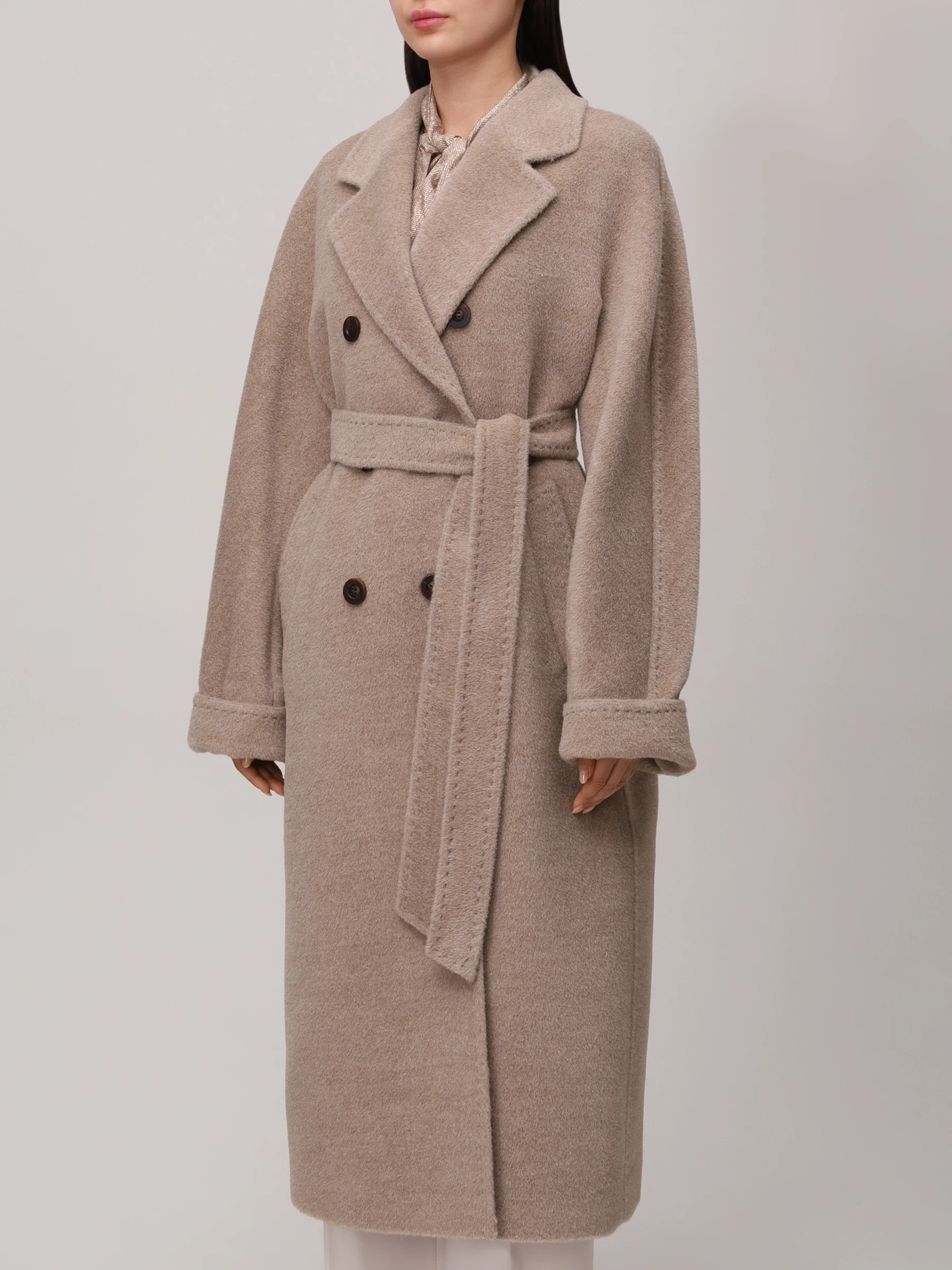 Пальто из шерсти сури альпака