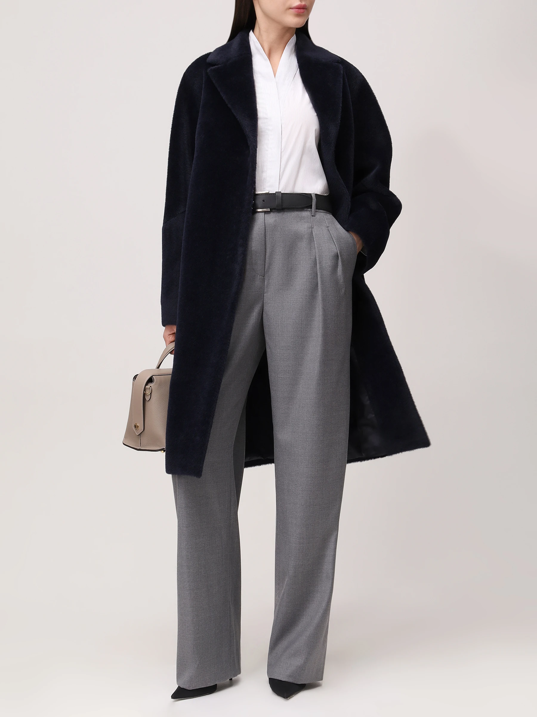 Пальто из шерсти сури альпака