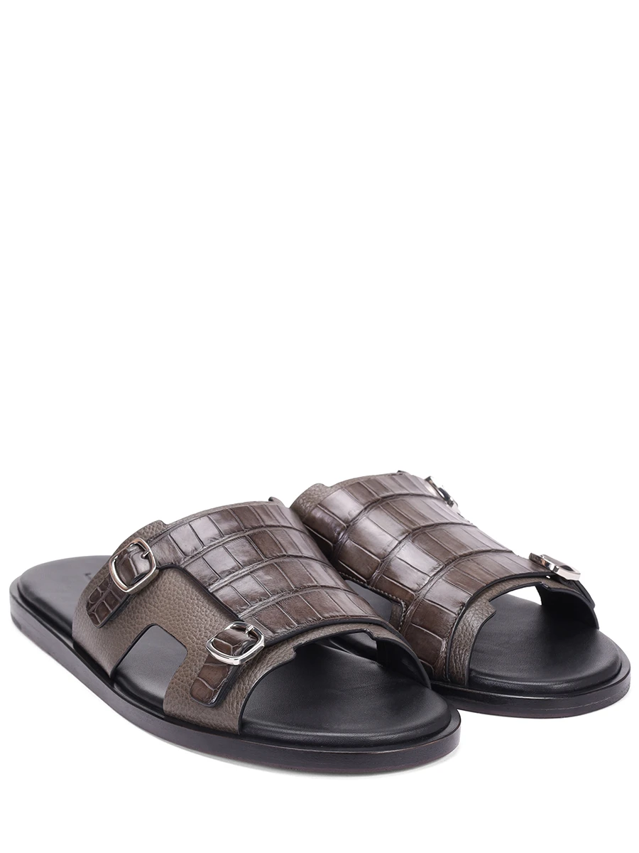 Шлепанцы с отделкой из кожи аллигатора