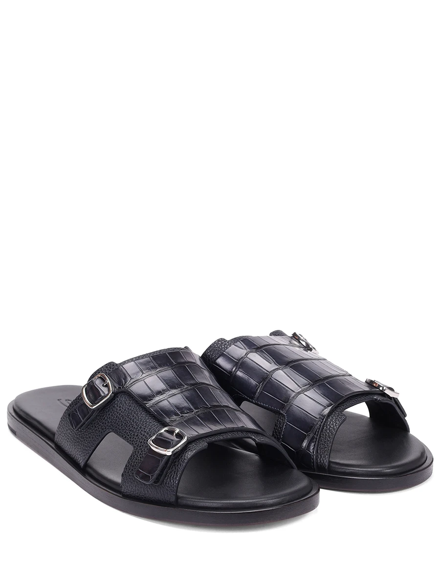 Шлепанцы с отделкой из кожи аллигатора