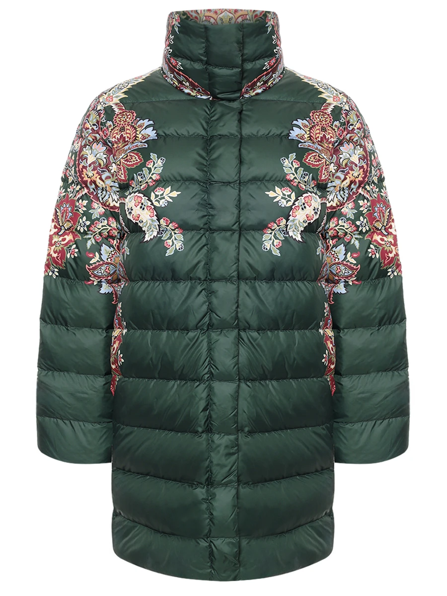 Пуховик стеганый с принтом