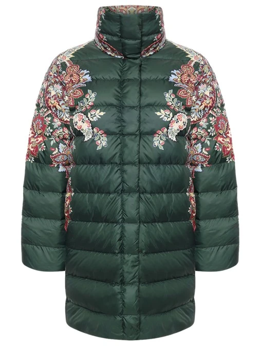 Пуховик стеганый с принтом ETRO