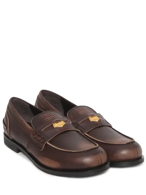 Лоферы кожаные MIU MIU