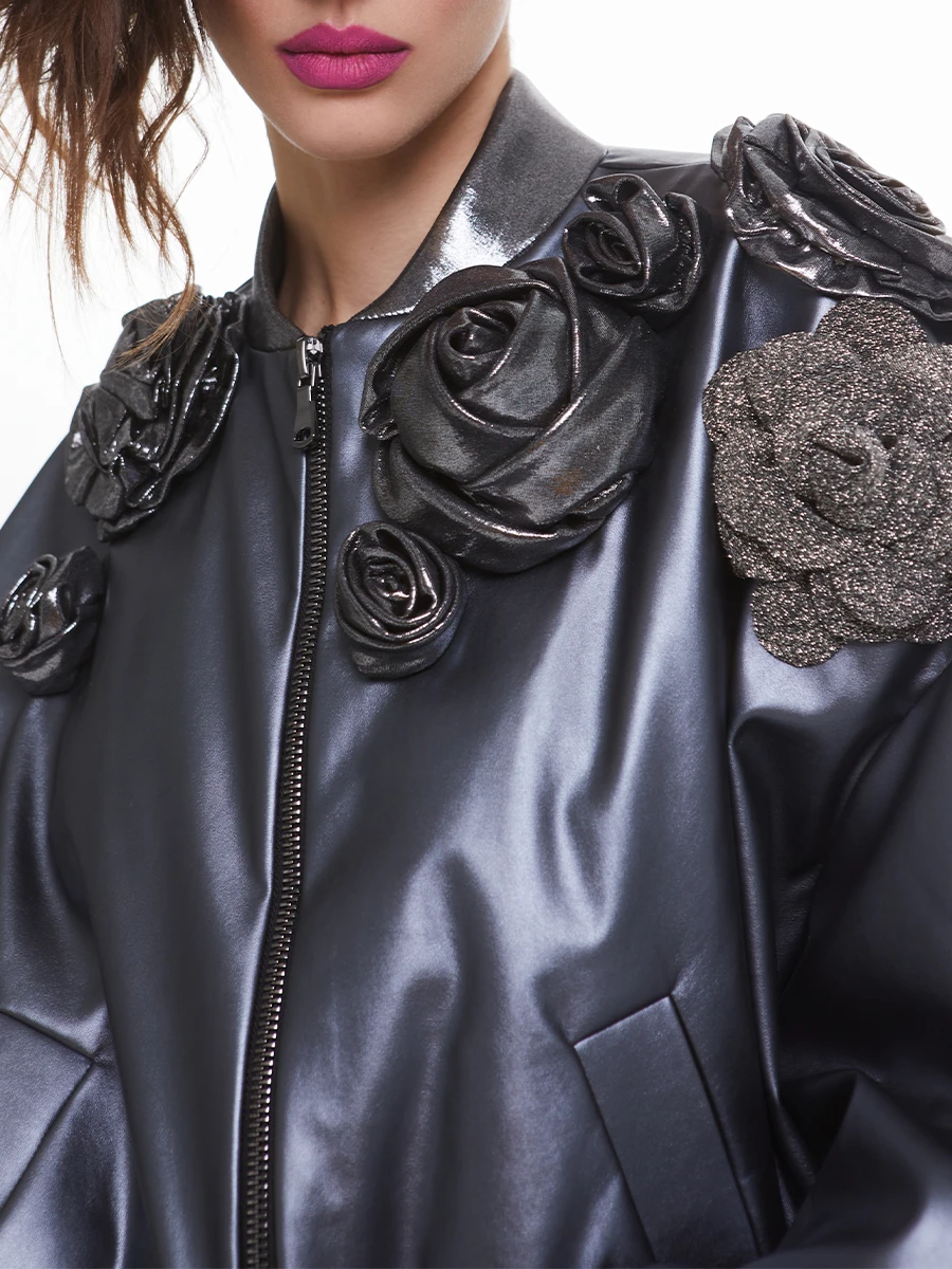 Бомбер Art Flowers Grey