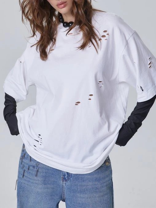 Футболка хлопковая Full of Holes White SHUSTERMAN