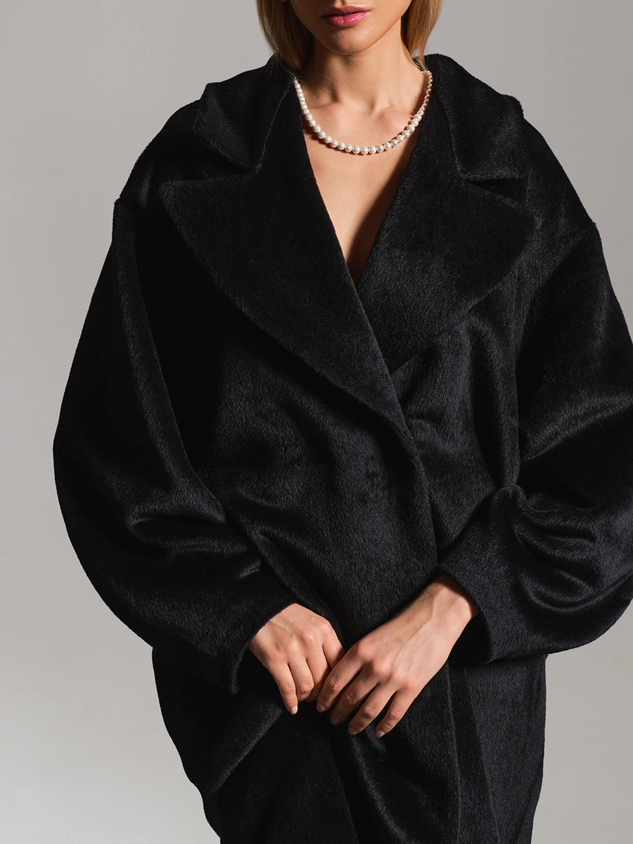 Пальто-кокон из шерсти альпака