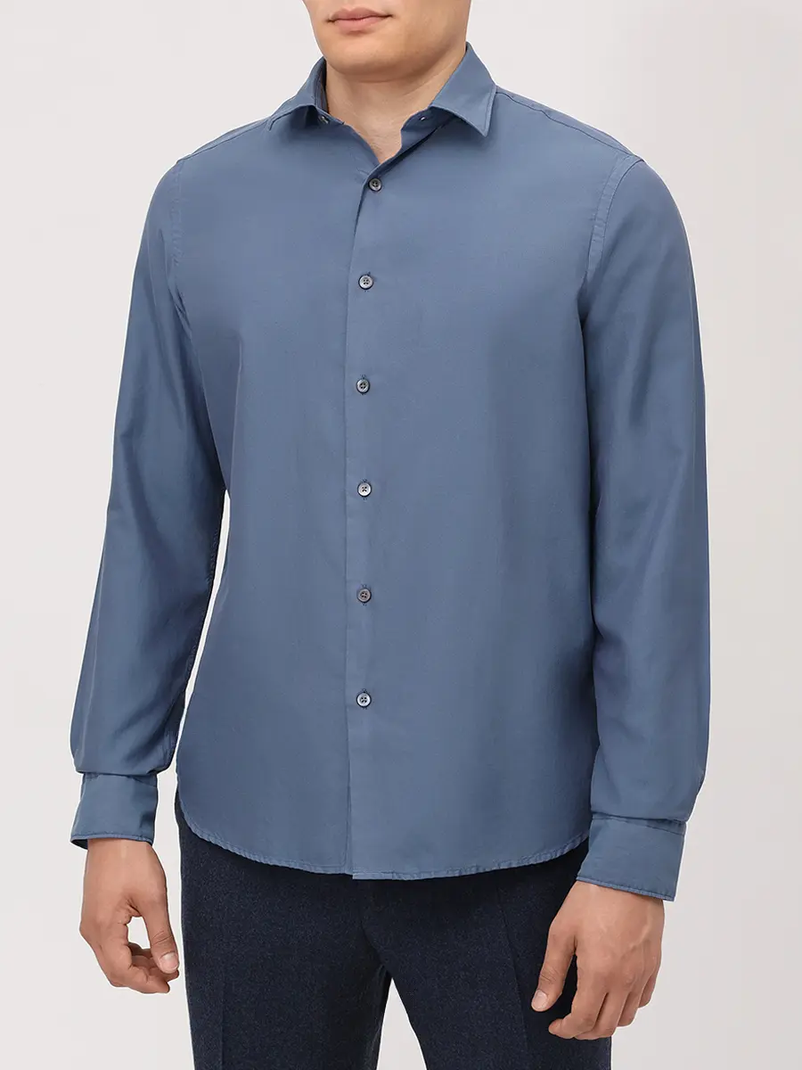 Рубашка Regular Fit из хлопка и шелка