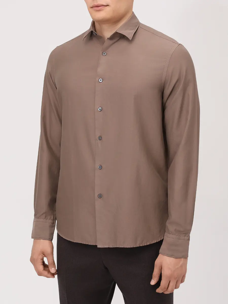 Рубашка Regular Fit из хлопка и шелка