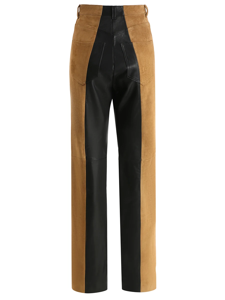 Брюки из кожи и замши