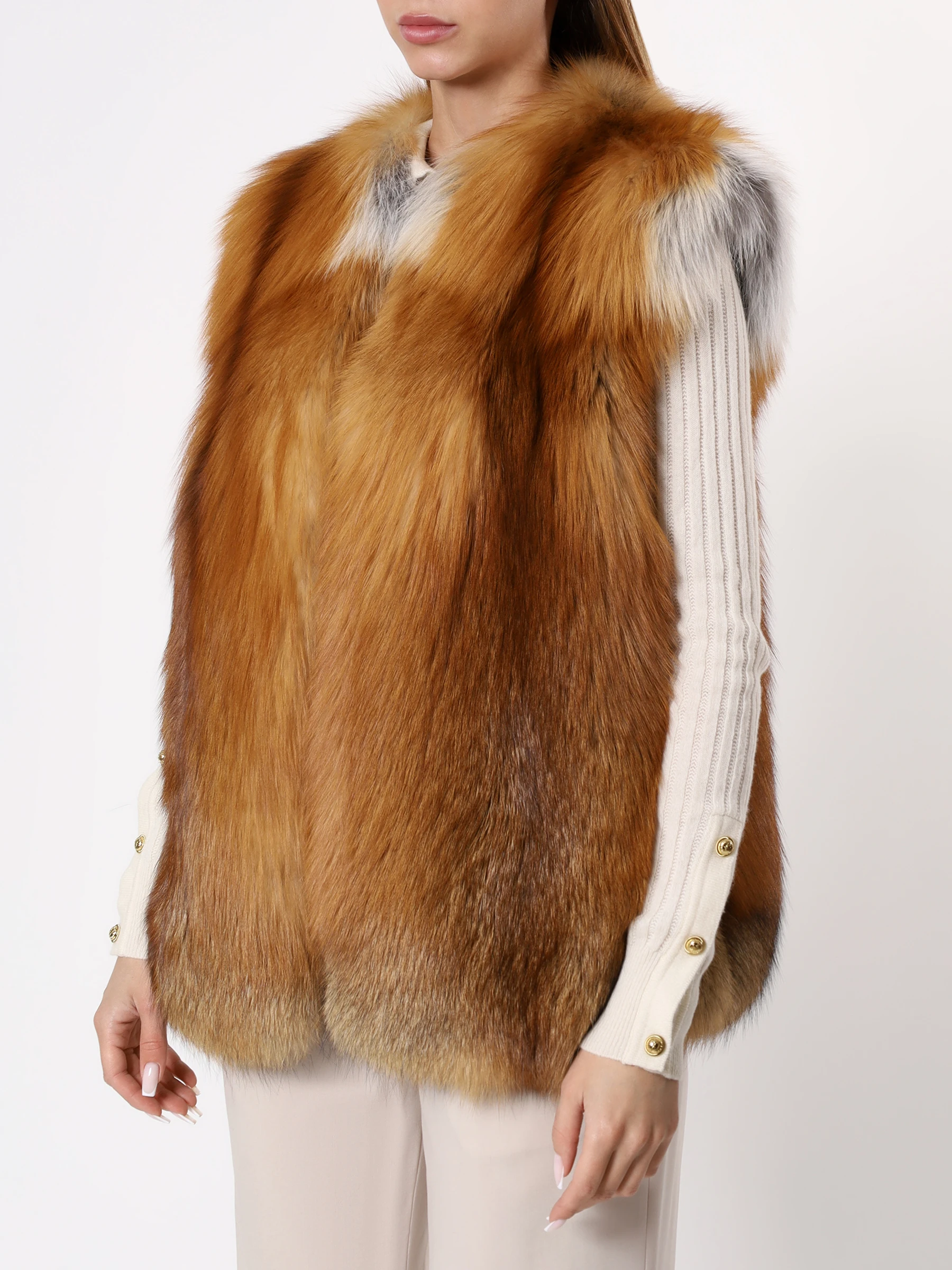 Жилет «Голди» из меха лисы