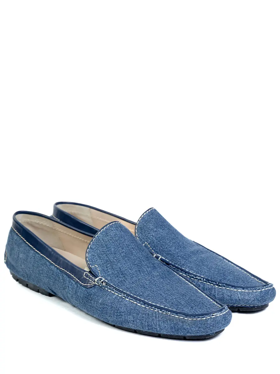 Мокасины из текстиля и кожи