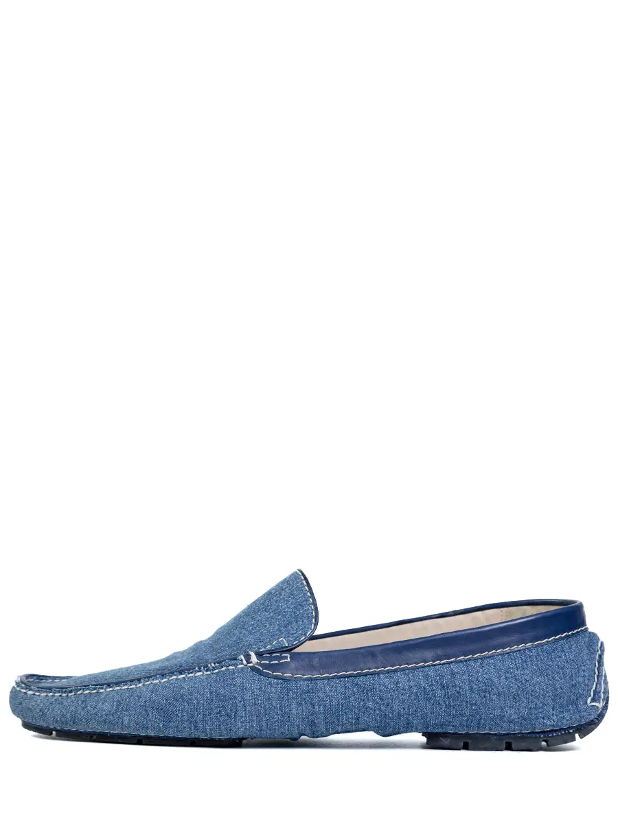 Мокасины из текстиля и кожи