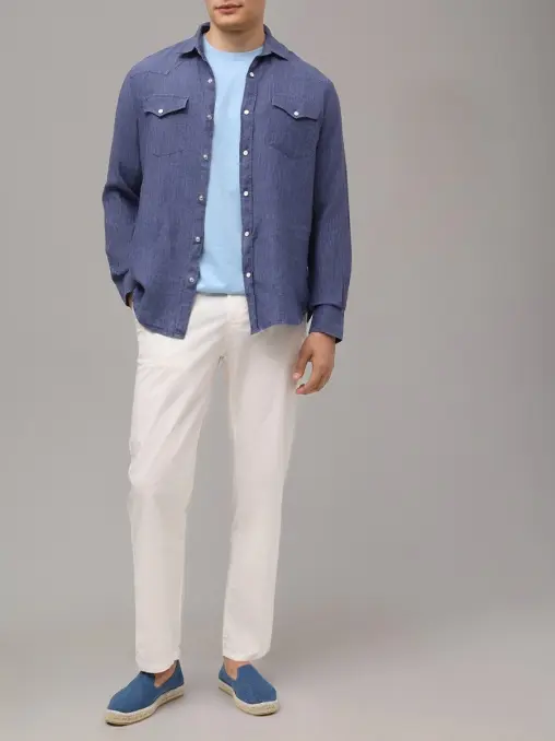 Рубашка Slim Fit льняная MC2 SAINT BARTH