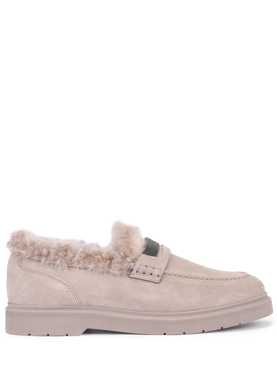 Лоферы замшевые на меху