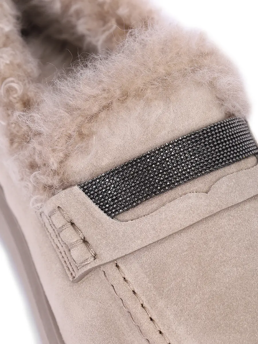 Лоферы замшевые на меху