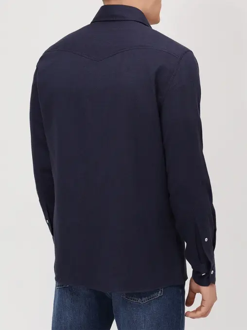 Рубашка Regular Fit из хлопка и лиоцелла BRUNELLO CUCINELLI