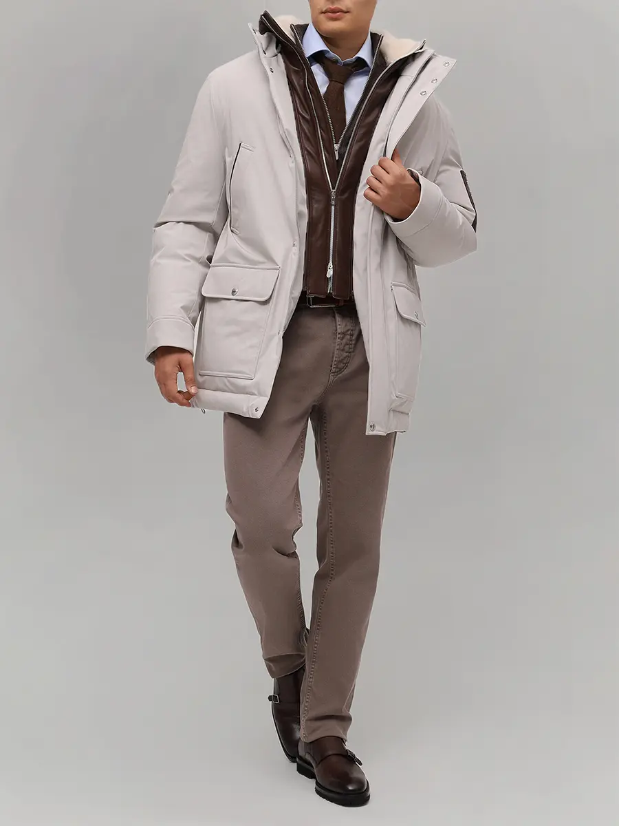 Пуховик однотонный