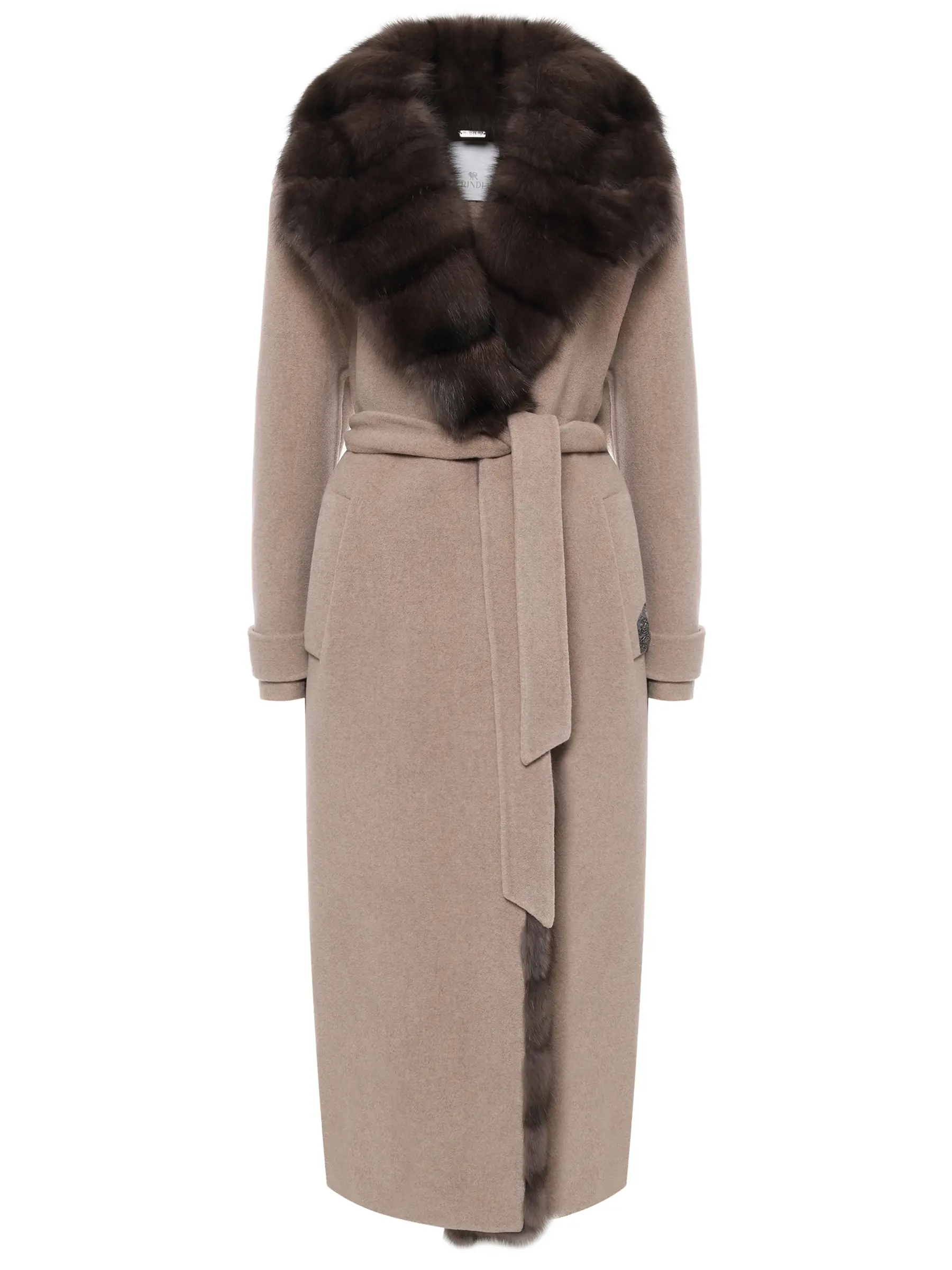 Пальто из кашемира и шерсти с мехом соболя