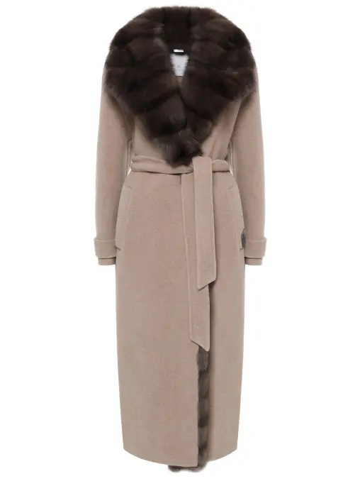 Пальто из кашемира и шерсти с мехом соболя RINDI