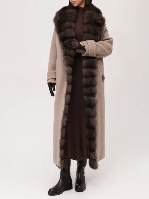 Пальто из кашемира и шерсти с мехом соболя RINDI