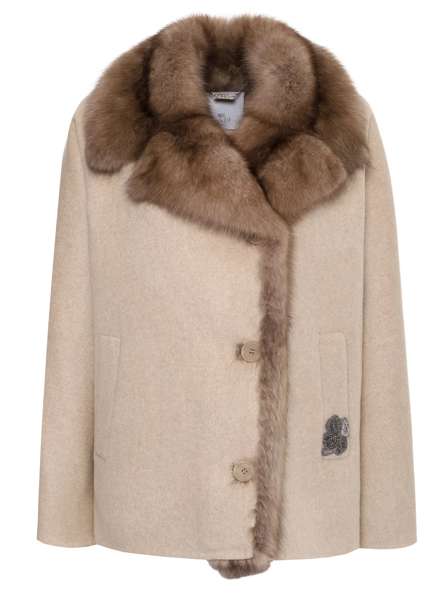 Полупальто кашемировое с мехом