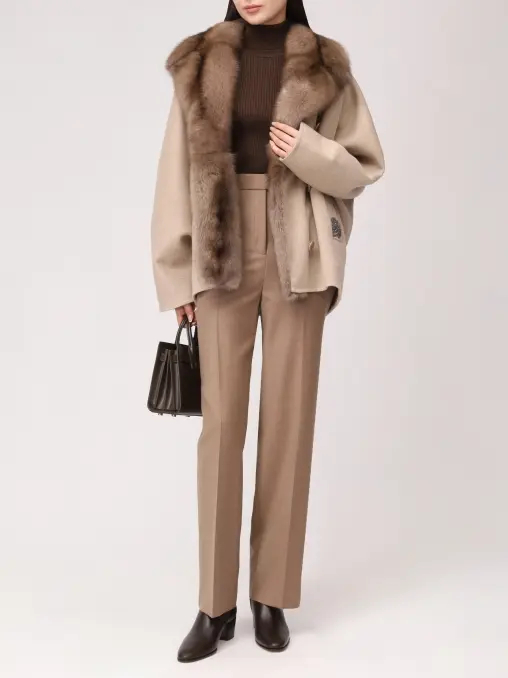 Полупальто кашемировое с мехом RINDI